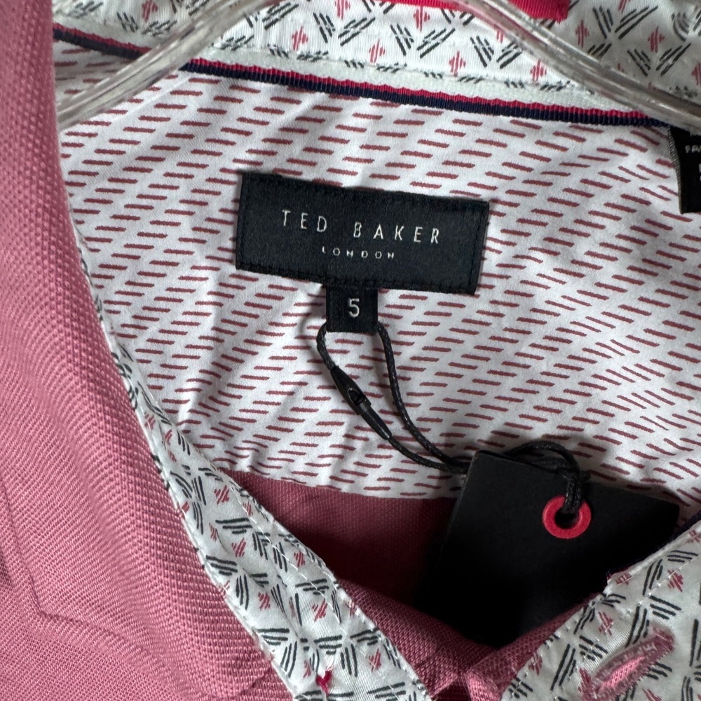 NWT Ted Baker London Rigby Pink LS Pique Shirt Mens Size 5 XL Preppy Office $160 - Picture 6 of 8